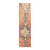Tapis couloir en laine turque noué à la main des années 1960, orange, 80x313.