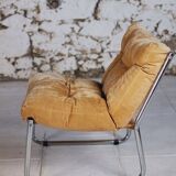 Vintage "Pixi" style armchair in velvet and chrome, 1970