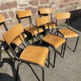 Lot de 6 chaises industrielles école vintage collectivités mullca delagrave tube & bois