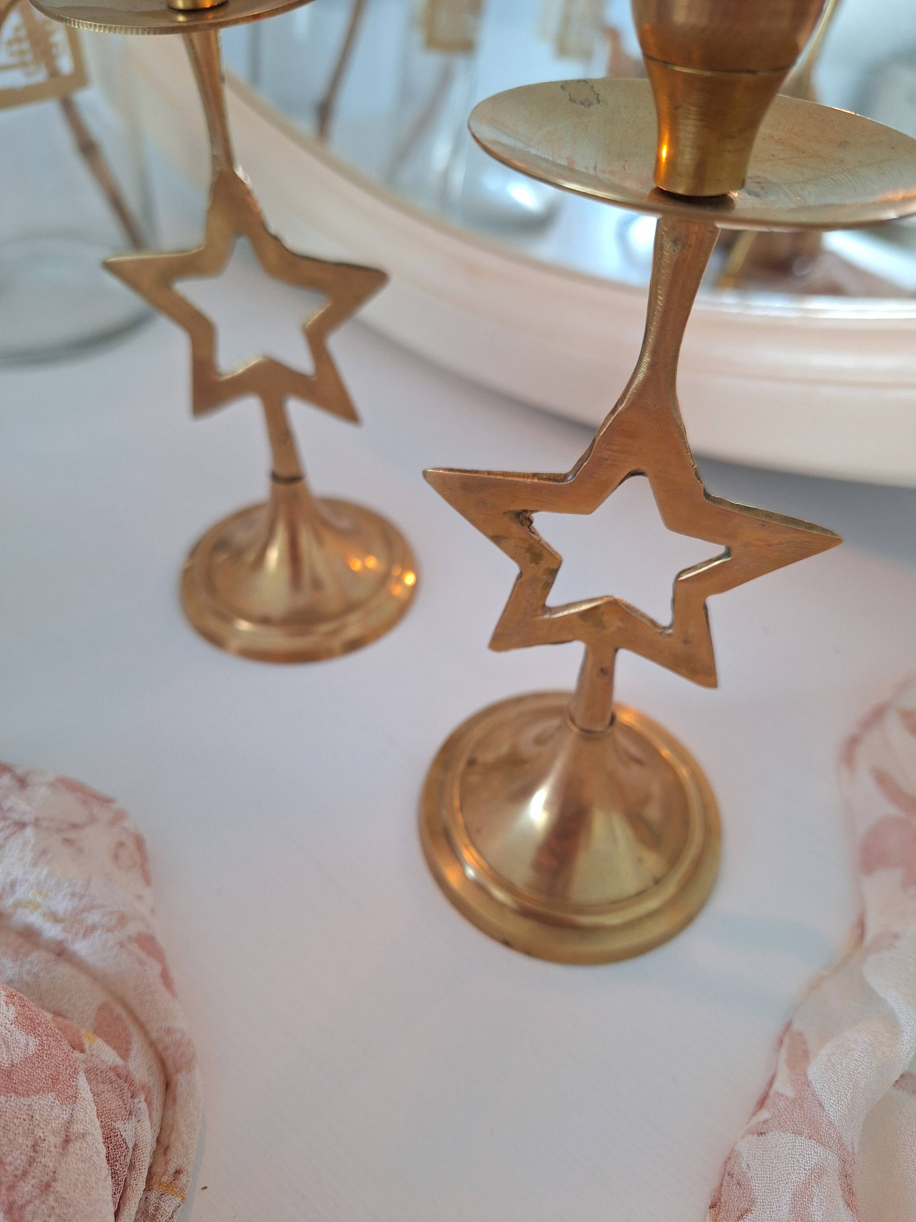 Brass star candlestick