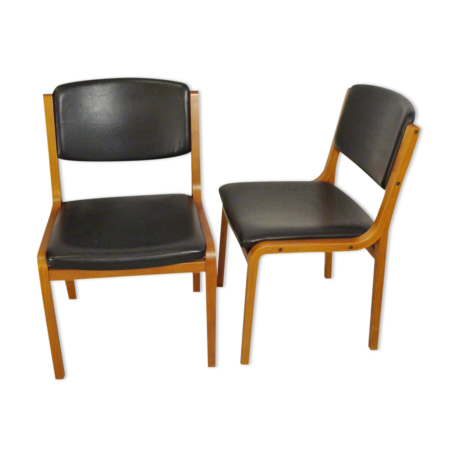 Pair of chairs 1950/60 leather and wood