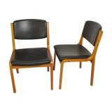 Pair of chairs 1950/60 leather and wood