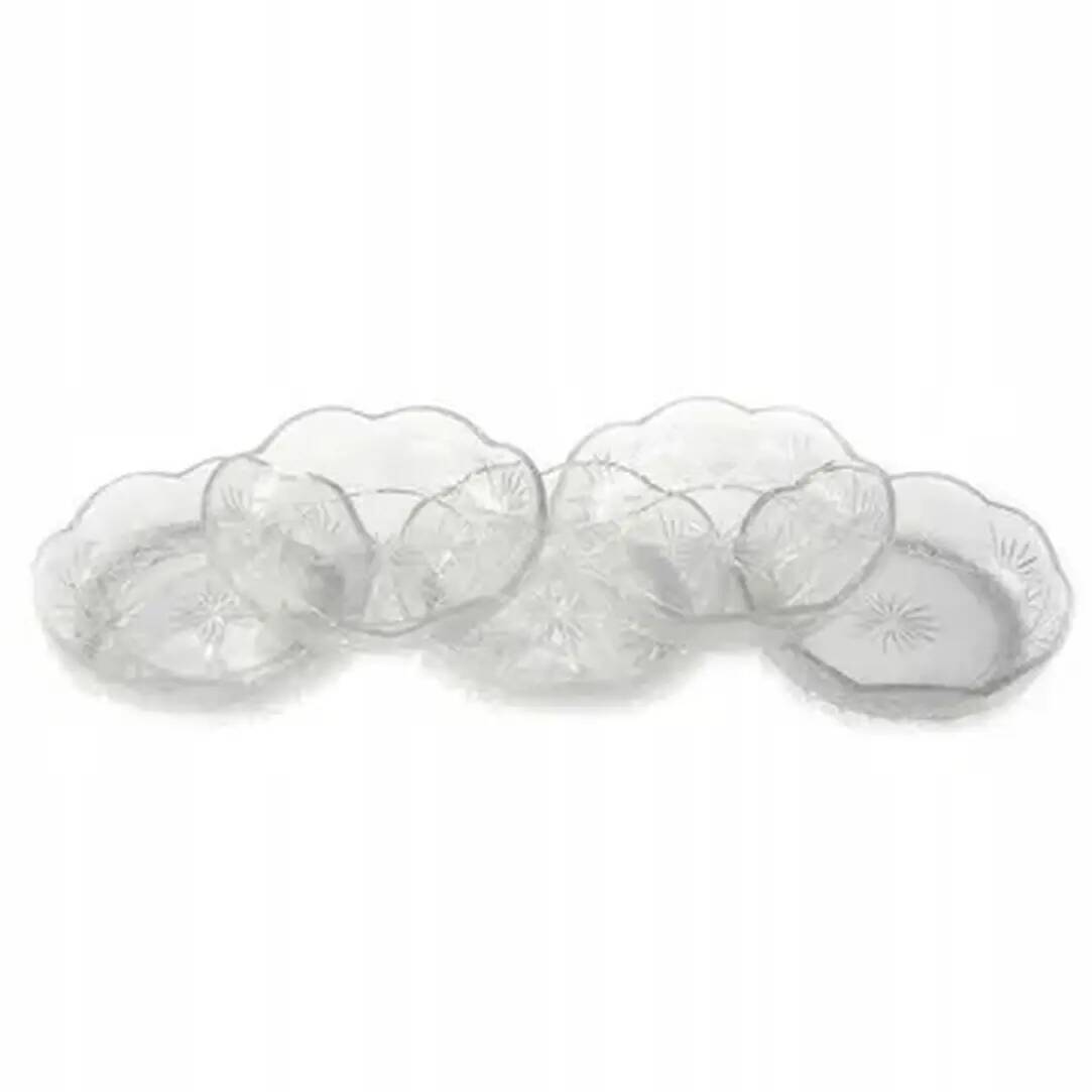 Set of dessert plates, Art Deco, crystal, Hortensja Glassworks, Poland, 1930s