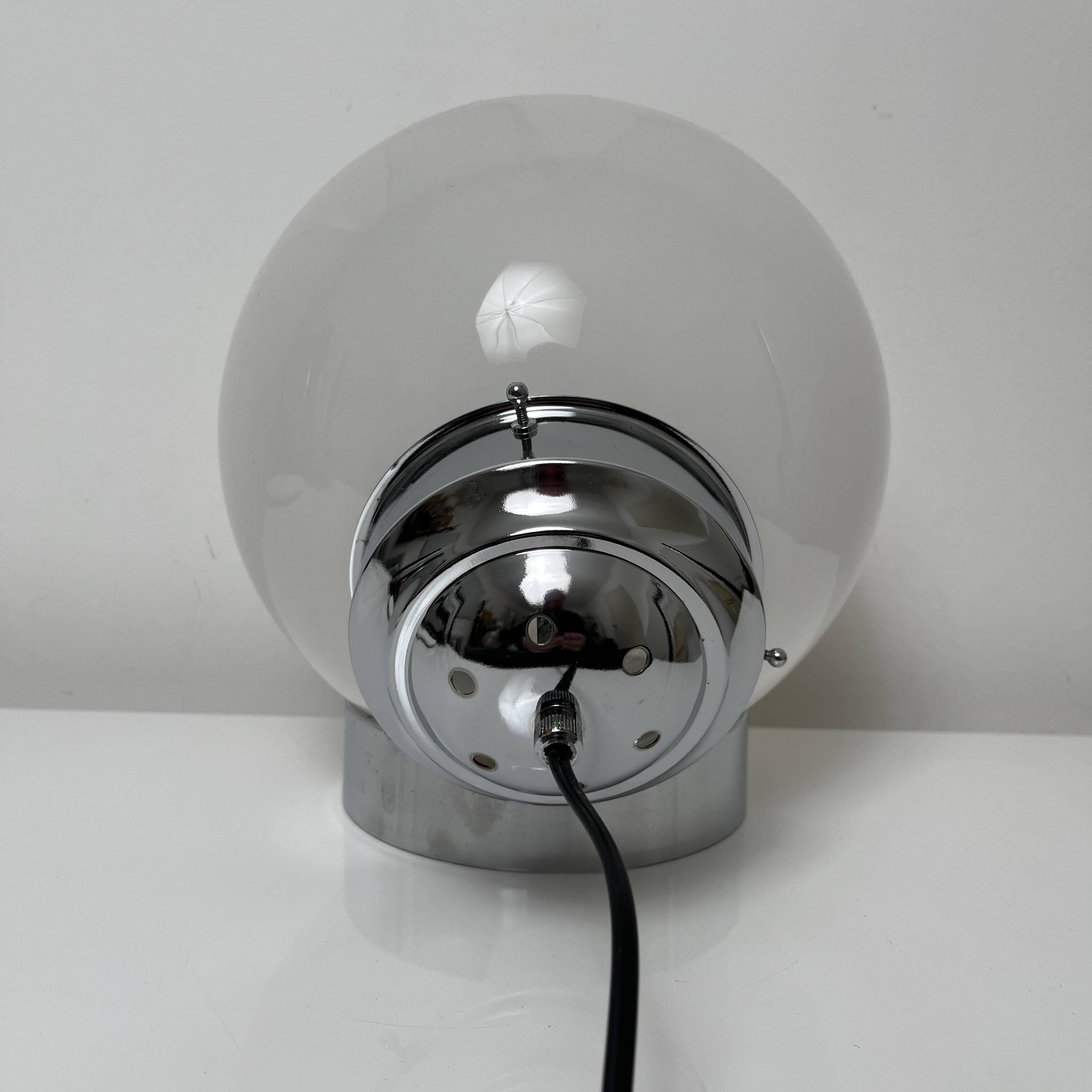 Lamp in chromed metal and blown Murano glass attributed to Mazzega Italy 197