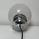 Lamp in chromed metal and blown Murano glass attributed to Mazzega Italy 197