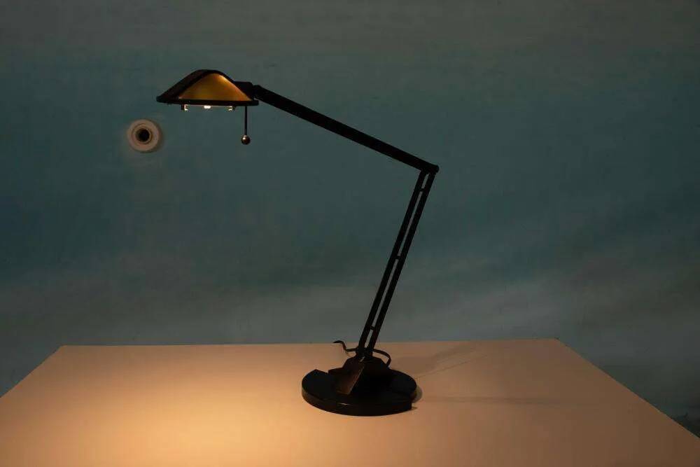 1980s Memphis desk lamp, space age vintage Ikea desk