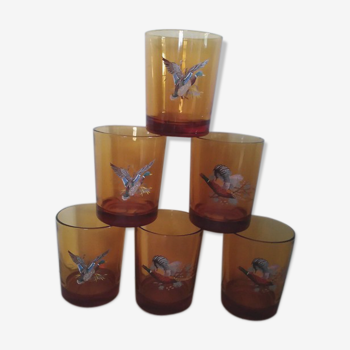 Batch of six vintage orange glasses