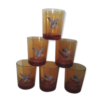 Lot de six verres orange vintage