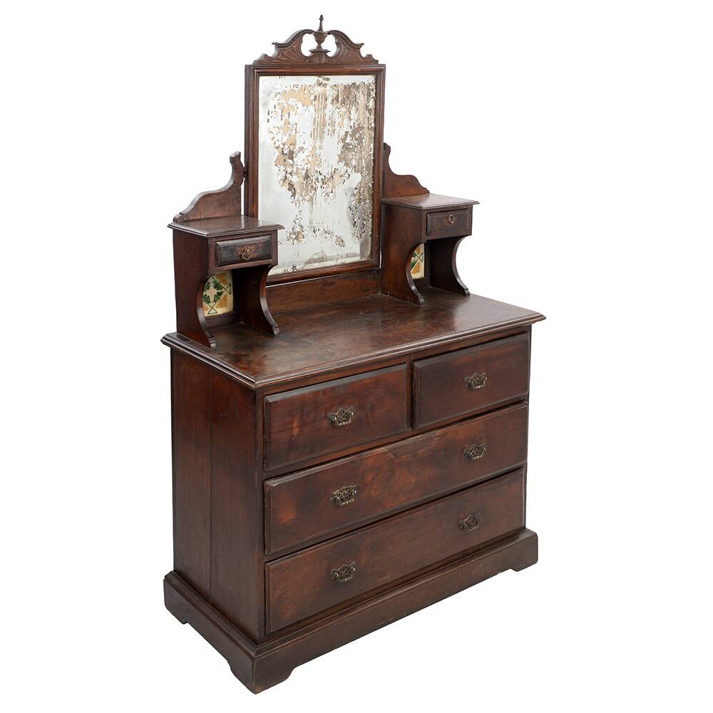 Wooden dressing table with mahogany patina