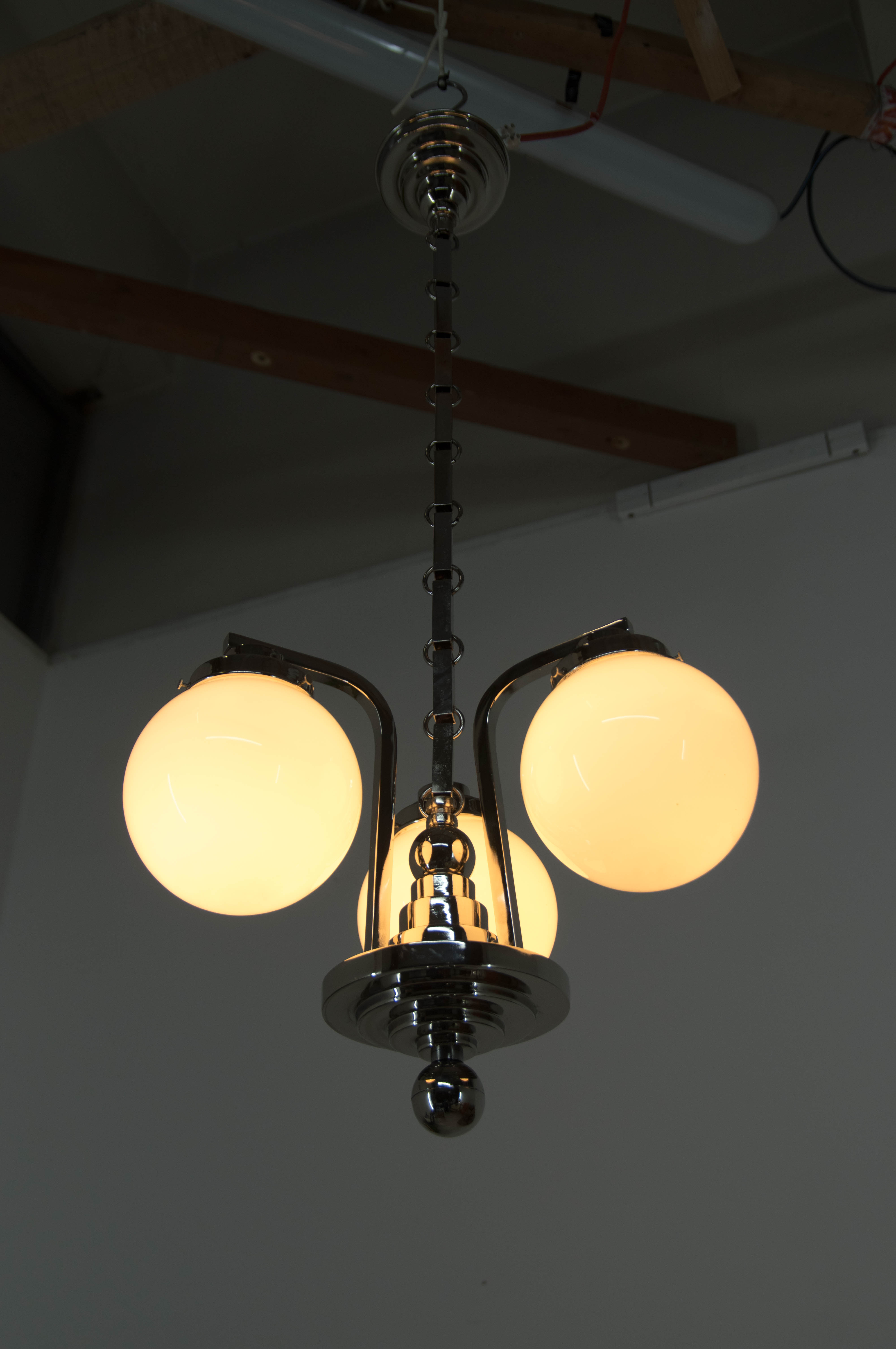 Art Deco 3-flamming Chandelier, 1920s