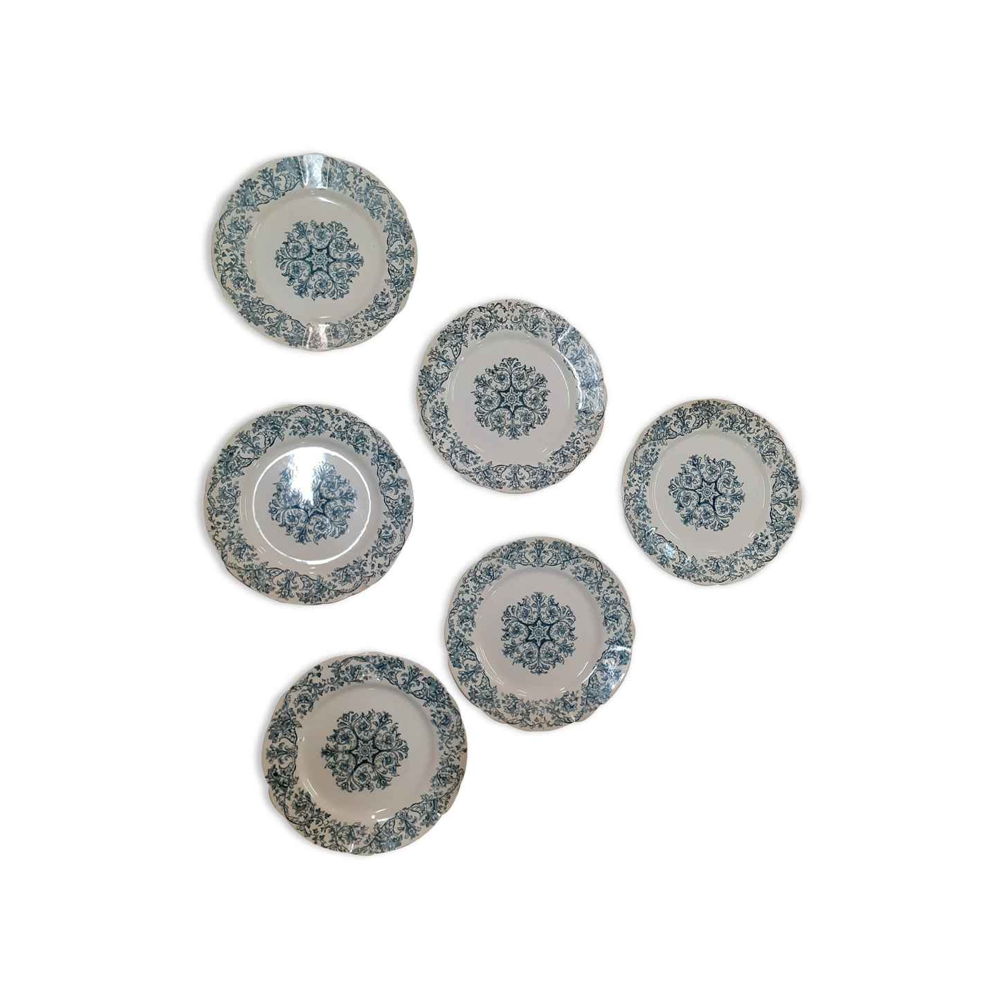 Lot de 6 assiettes Longchamp terre de fer