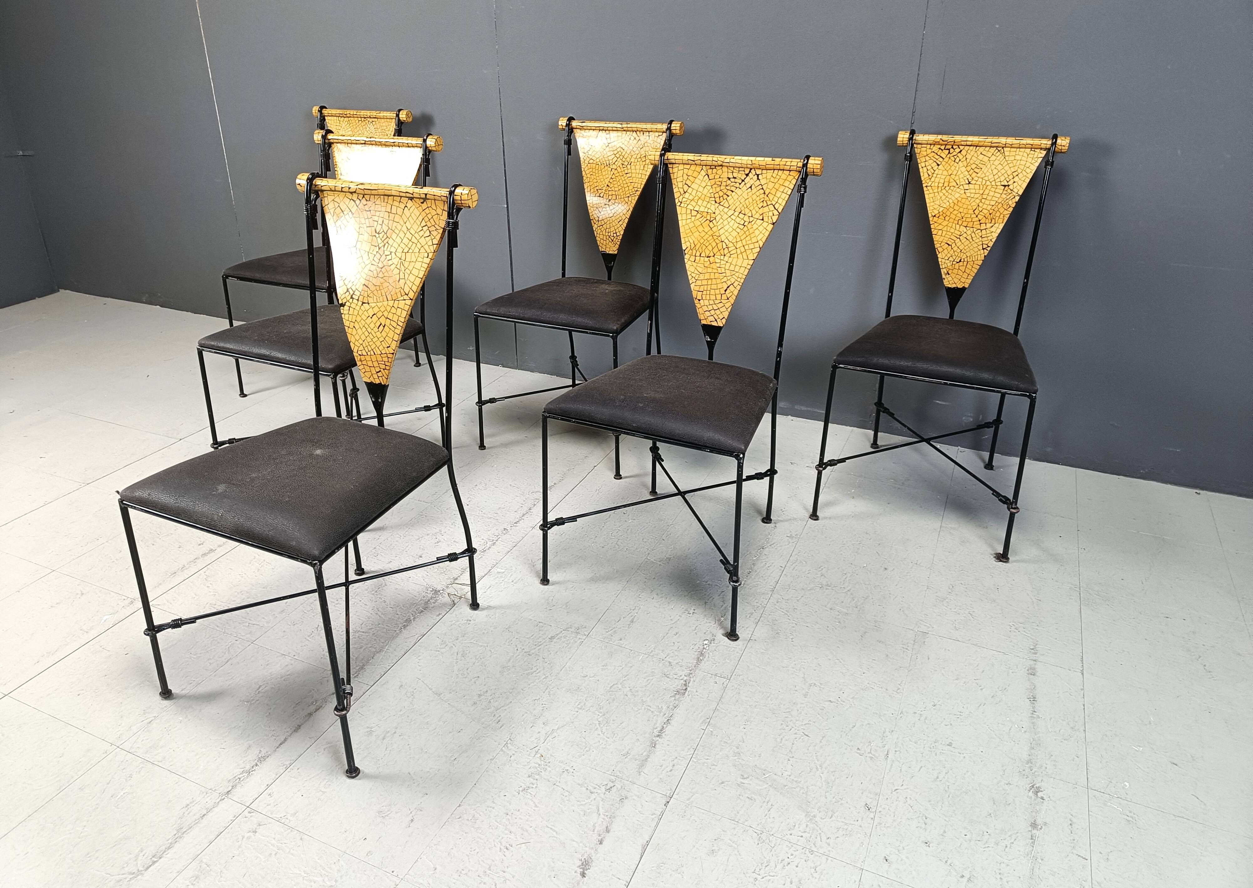 Set of 6 post modern dining chairs, 1970s