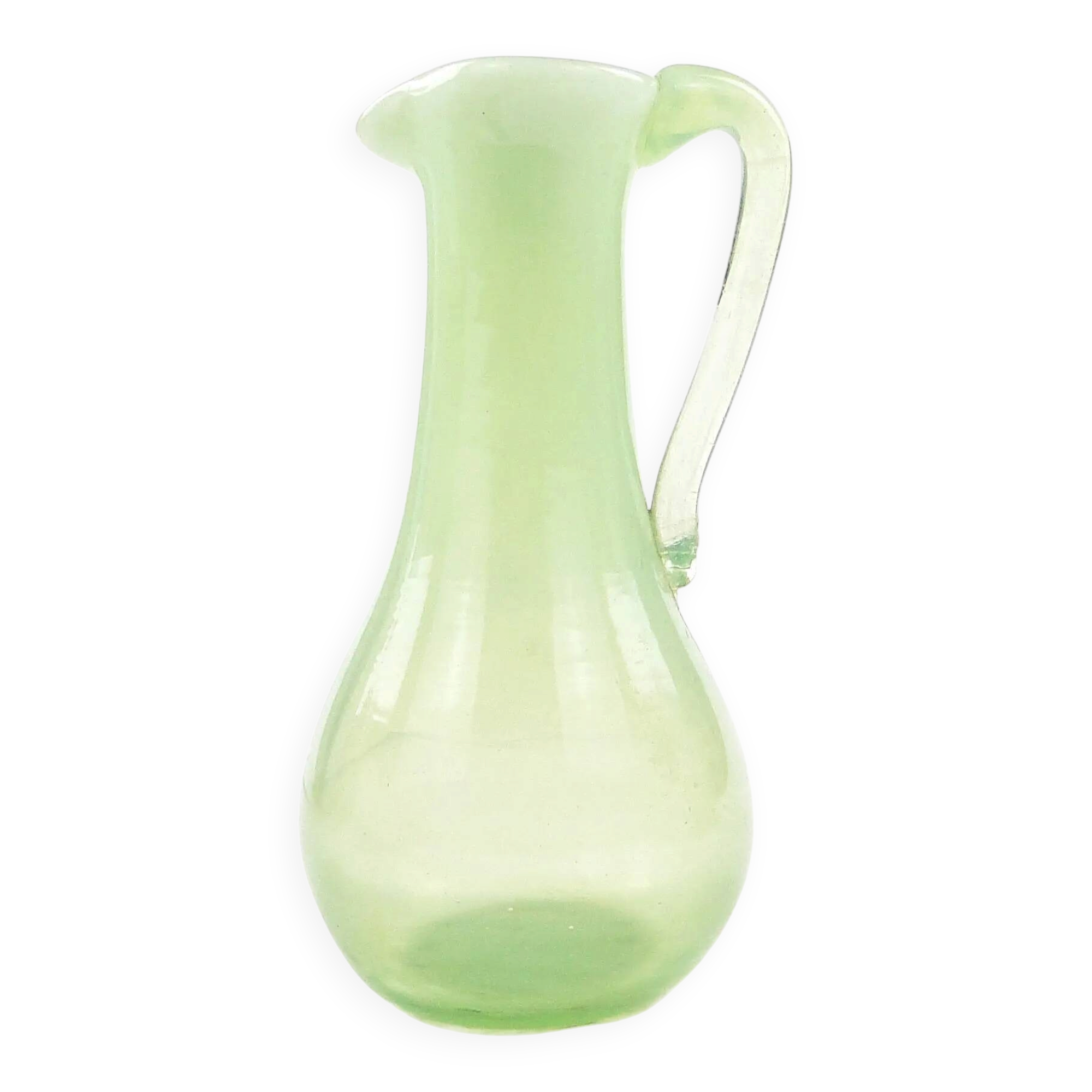 Jug, minimalism, turquoise glass, design by J. Słuczan-Orkusz, Poland, 1970s