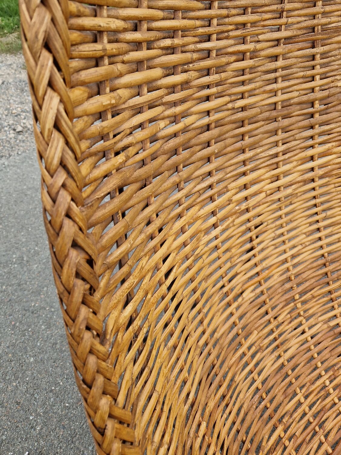 Large vintage metal and wicker armchair