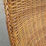 Fauteuil vintage en métal et osier grand modèle