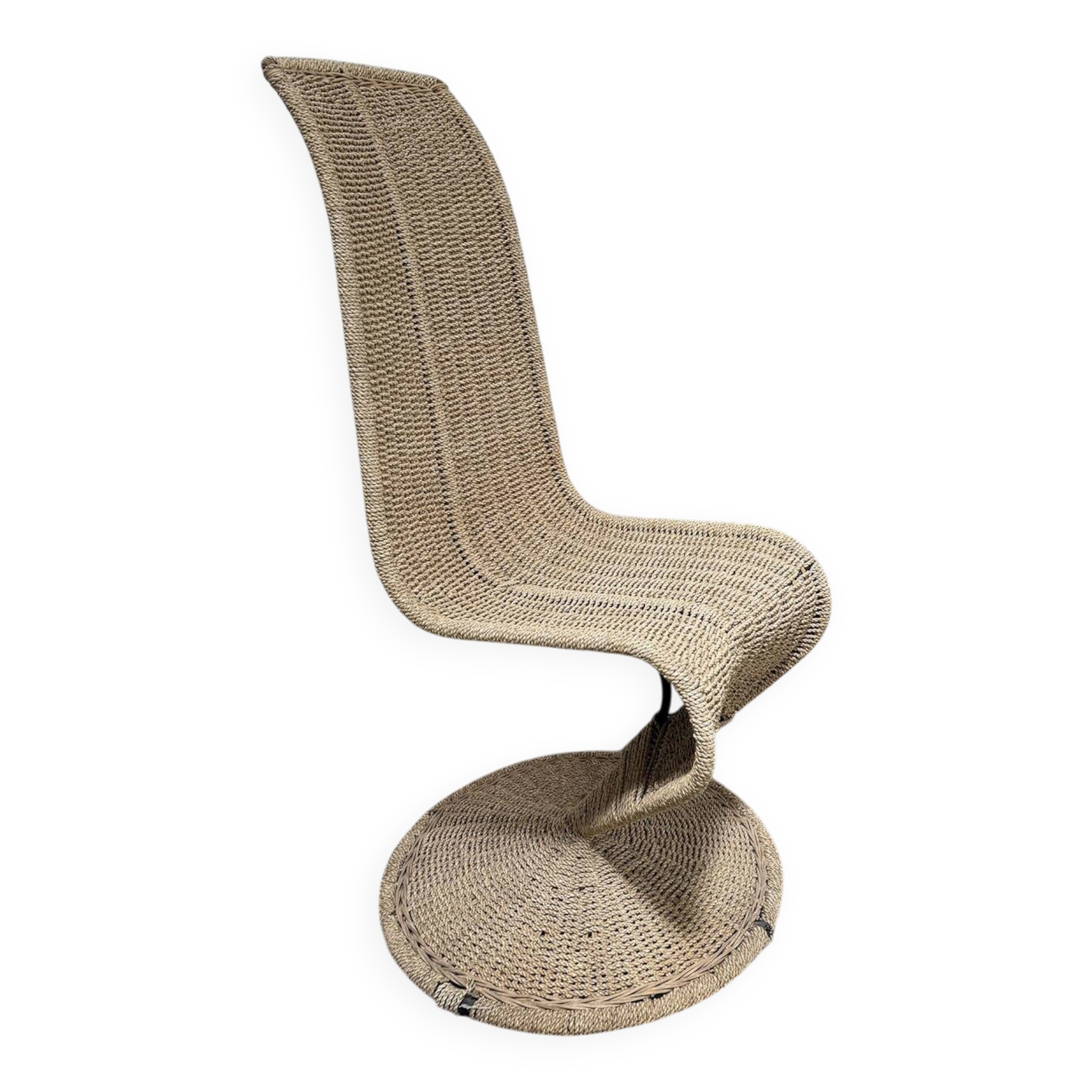 Fauteuil rotin et corde vintage