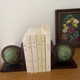 Pair of wooden globe bookends