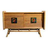 Rattan sideboard attributed to Adrien AUDOUX and Frida MINNET