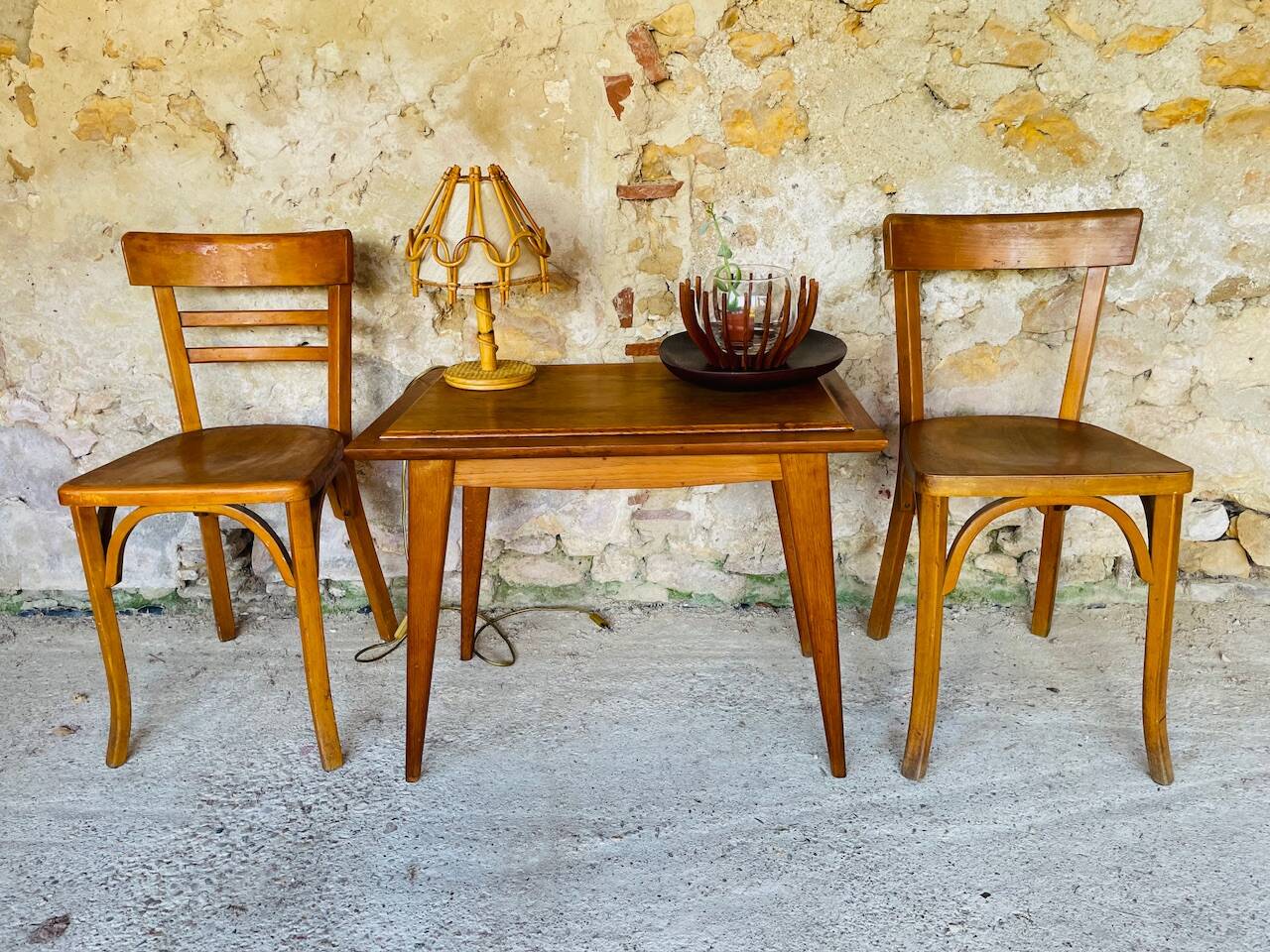 Pair of Baumann bistro chairs, circa 1950's