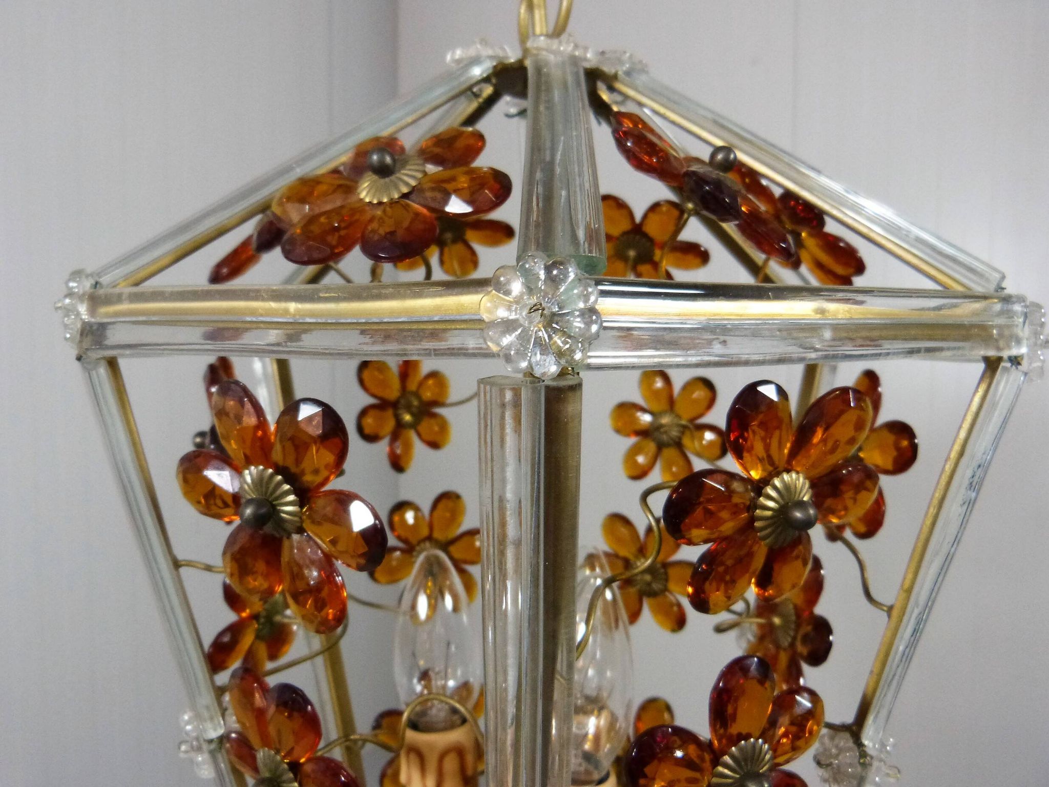 Suspension en verre en forme de fleur, années 1950-60