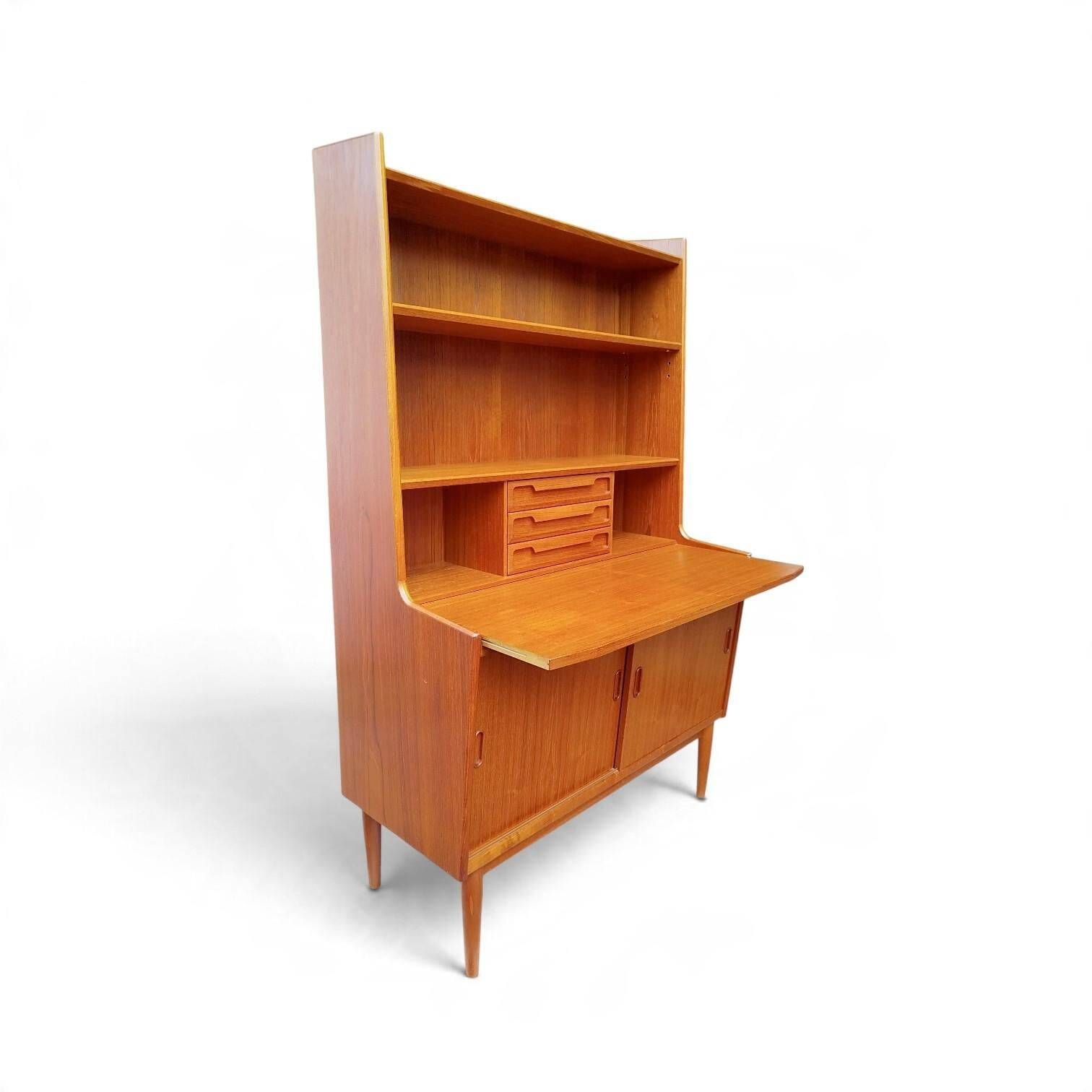 Danish teak secretary bureau with bookcase, Larsens Møbler, 1960s