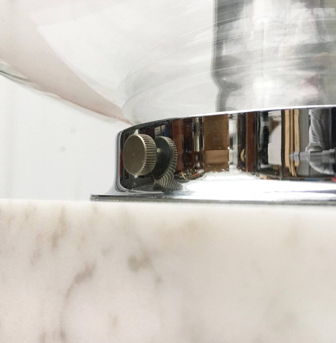 Mid-century glass and marble table lamp 3480 by Erco, 1960s.