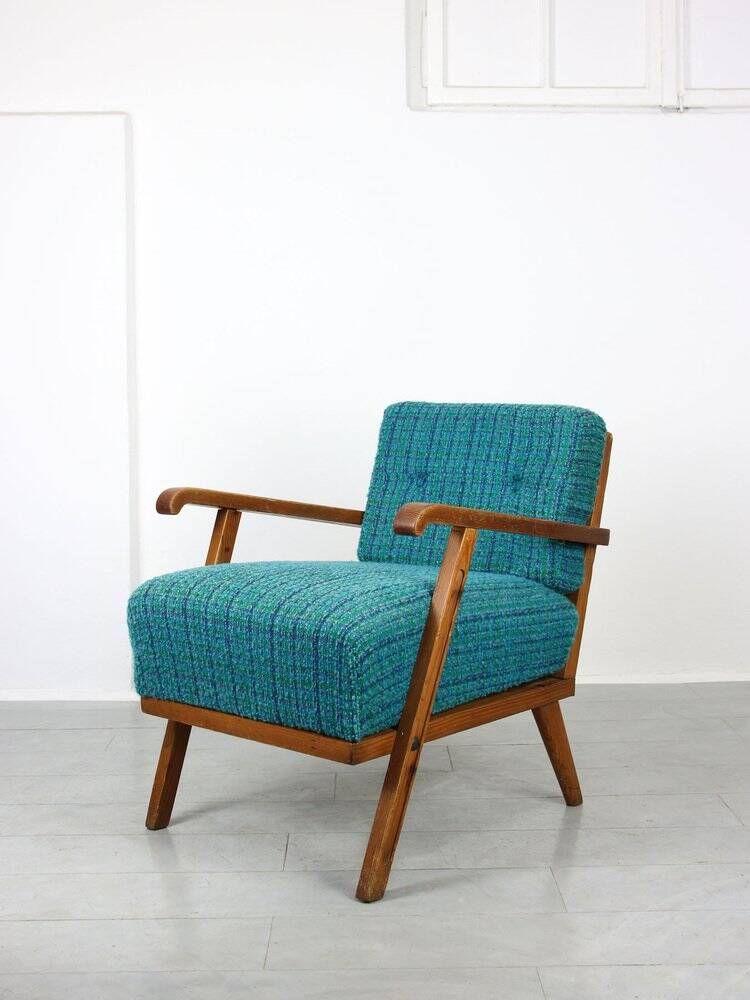 Fauteuil danois bleu des années 50