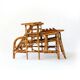 Vintage reclining armchair in rattan and bamboo, French Riviera, year