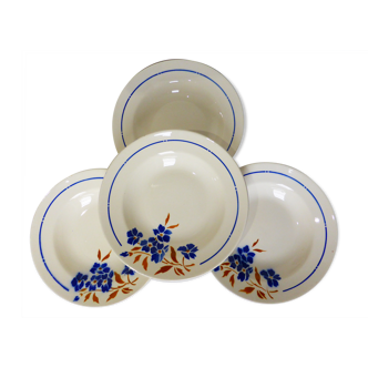 4 assiettes creuses vintage Badonviller