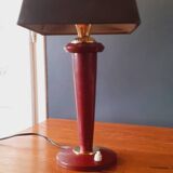 Lamp from the 40s/50s by Maison Lancel, covered in Bordeaux leather