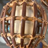 Pair of wall lights, rattan, 1950