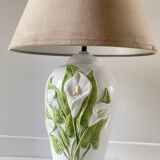 Italian ceramic lamp with arum flowers
