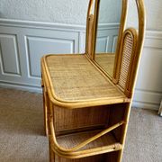 Bamboo and rattan vanity / dressing table with drawer and mirror, 1970s mid-century modern