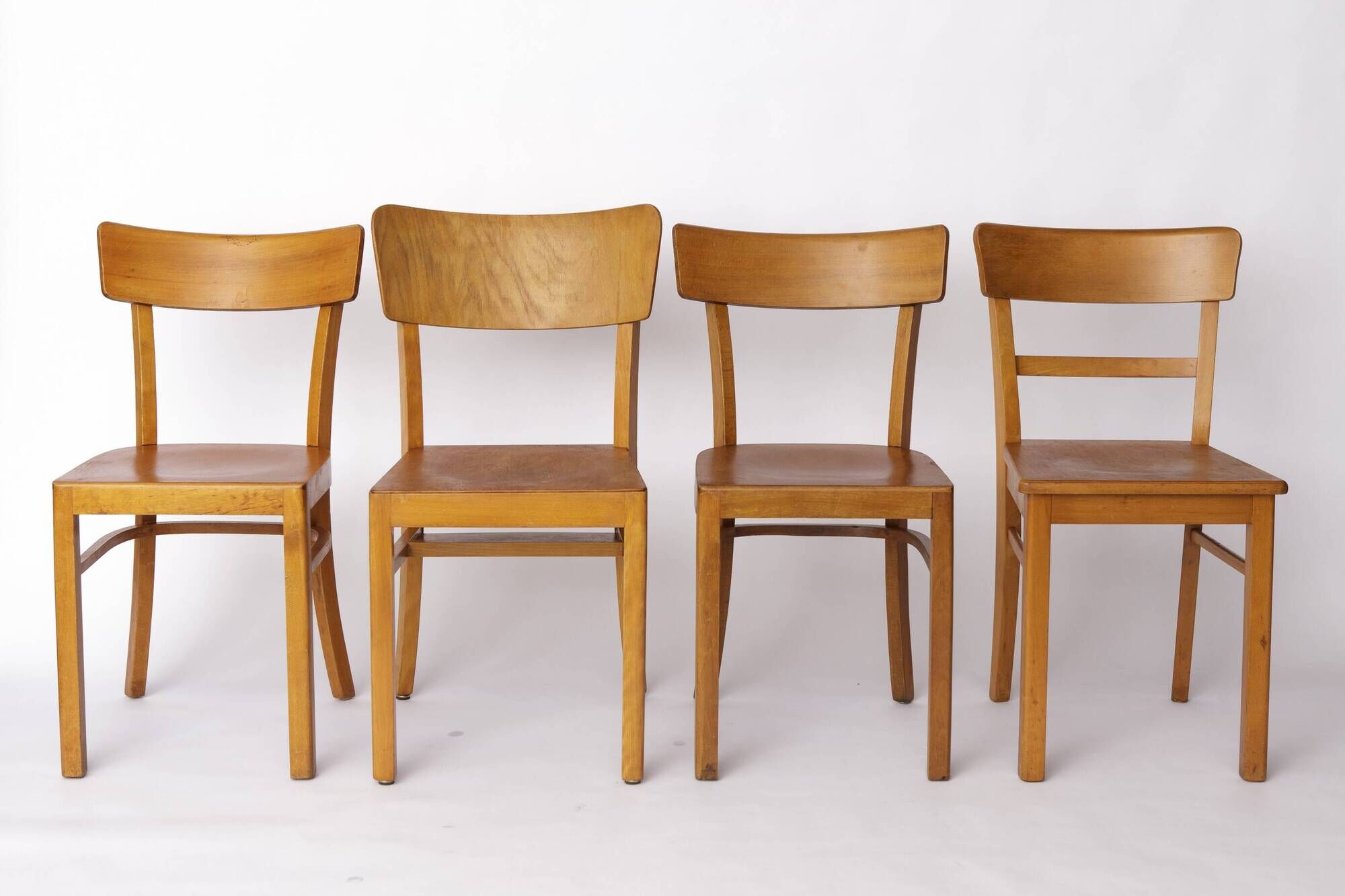 Set of 4 Vintage “Frankfurter” Dining Chairs – Beech Wood – Germany 1950s