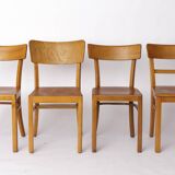 4 chaises de salle à manger « Frankfurter » en hêtre, Allemagne, années 1950