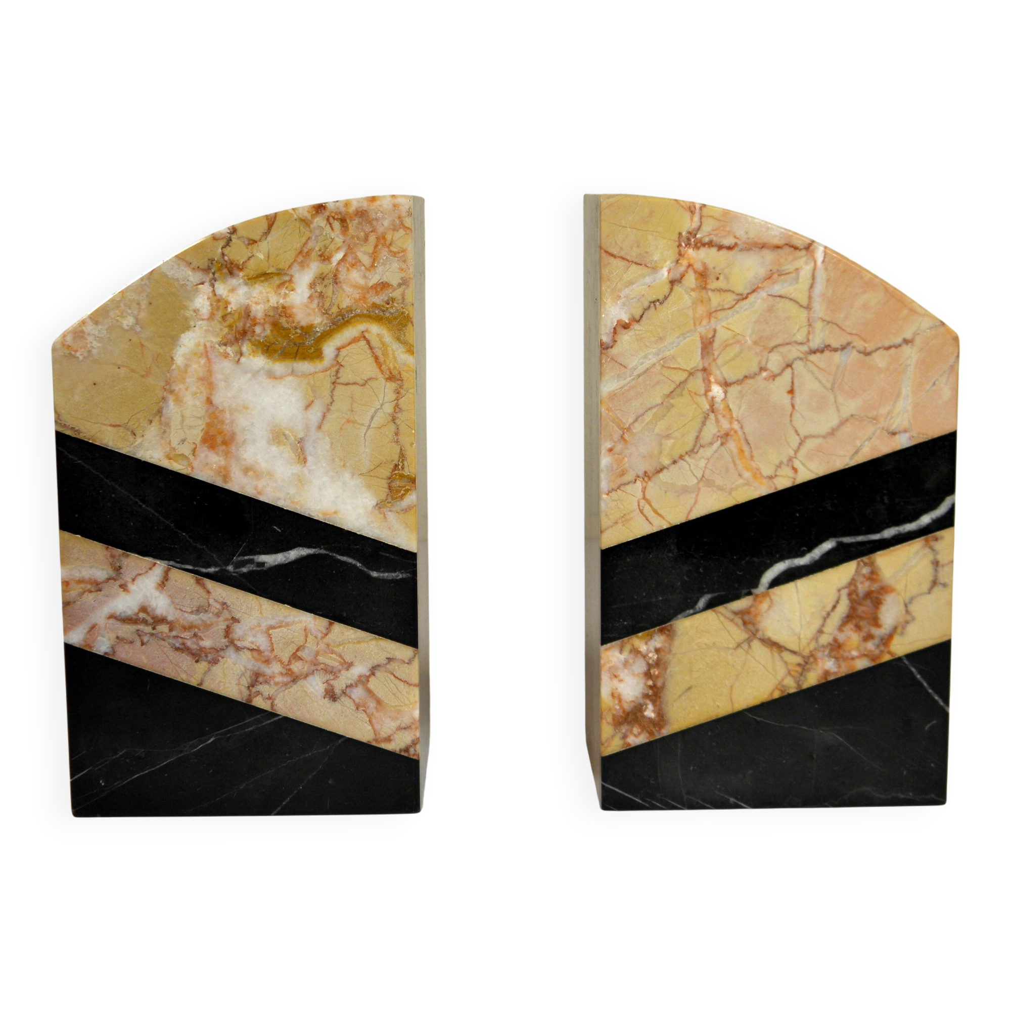 Pair of art deco marble bookends