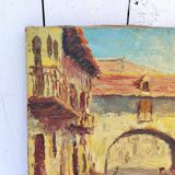 Oil on canvas, rue de Bretenoux, Lot. Vintage