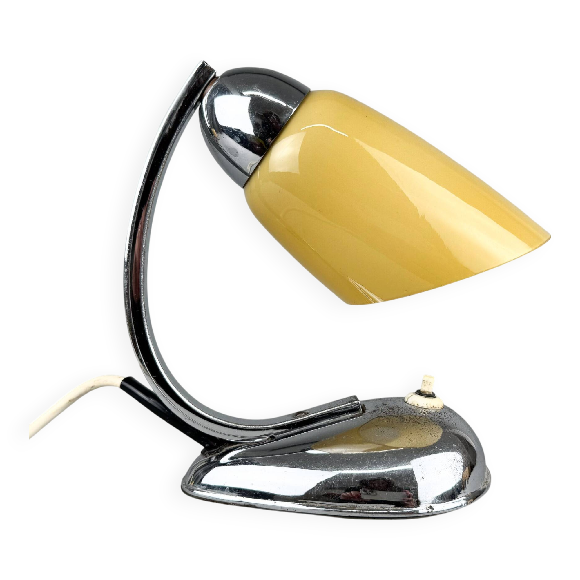 1950s chrome and opaline glass table lamp