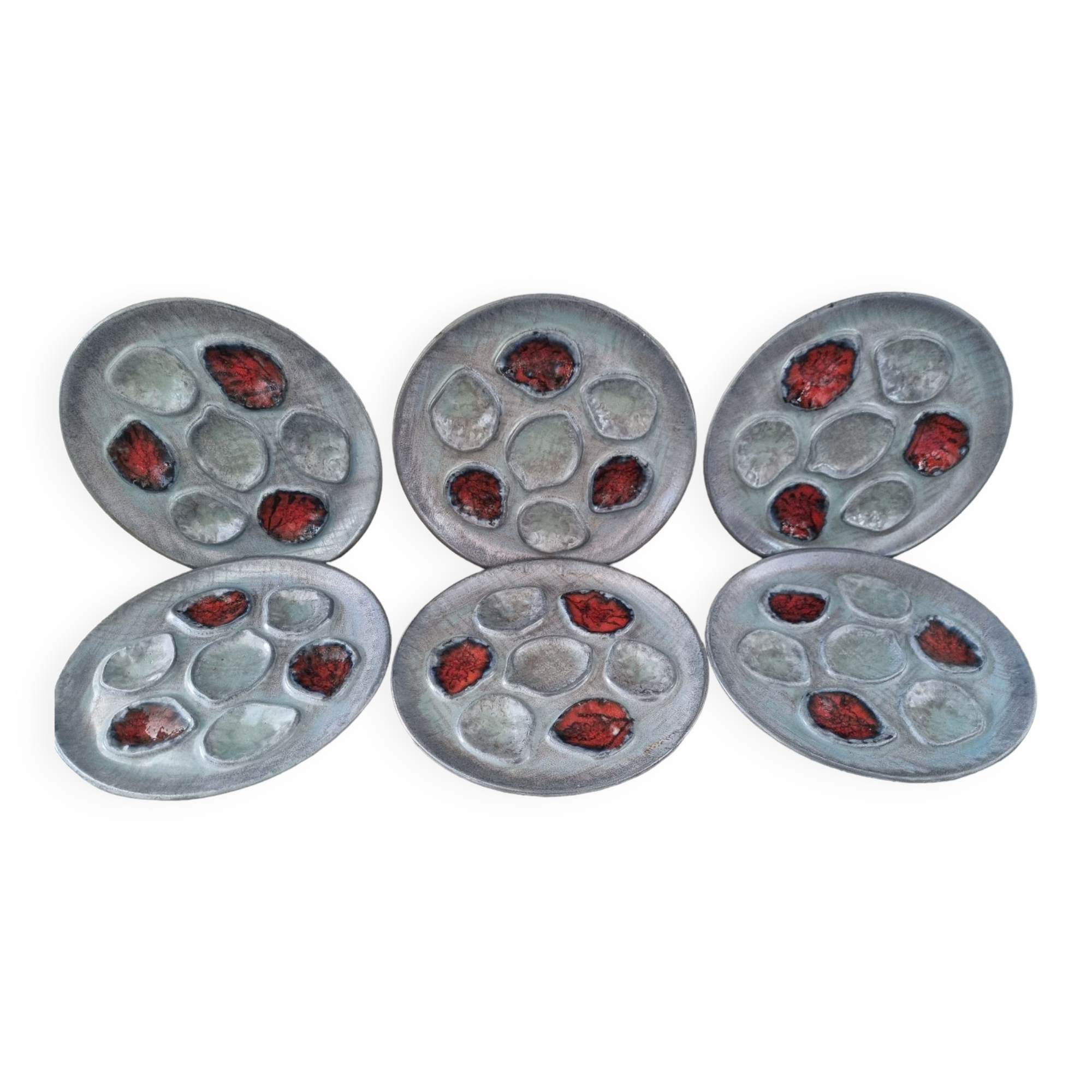 6 stoneware oil plates