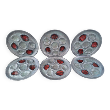 6 stoneware oil plates