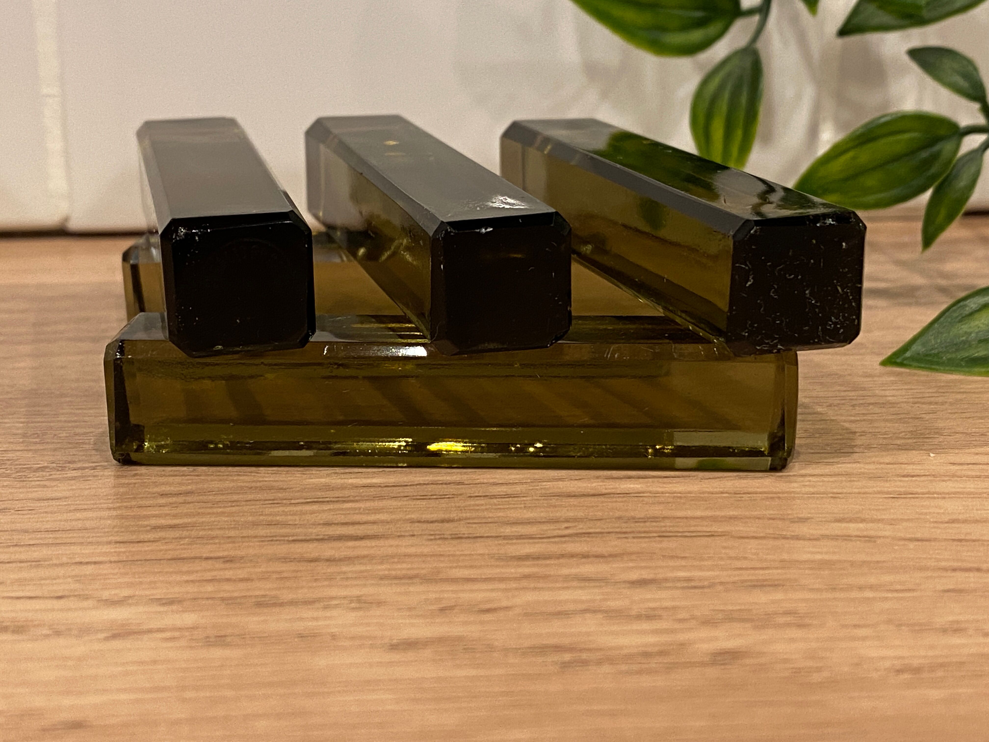 5 porte-couteaux en verre fumé