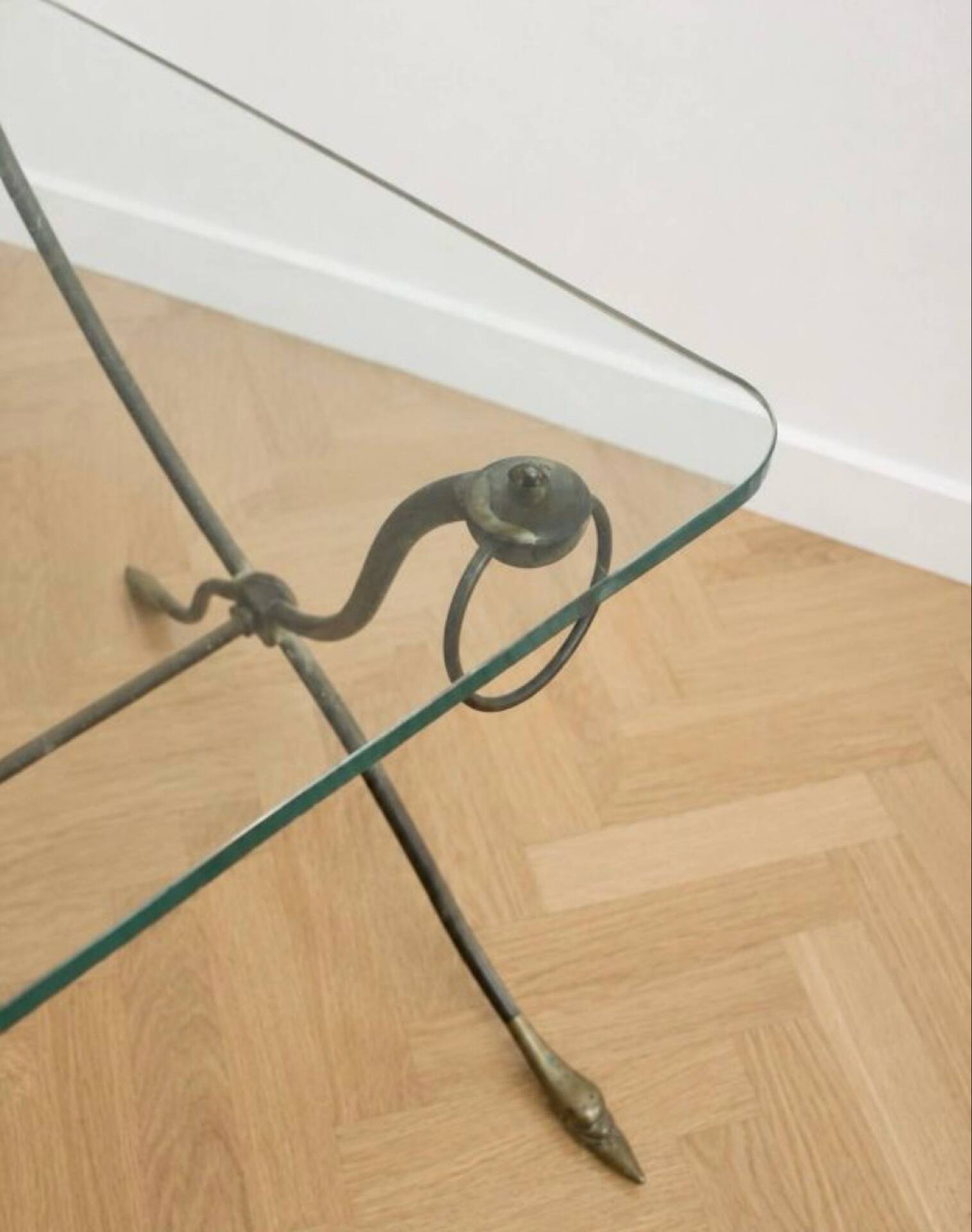 Coffee table by Maison Jansen with swan necks.