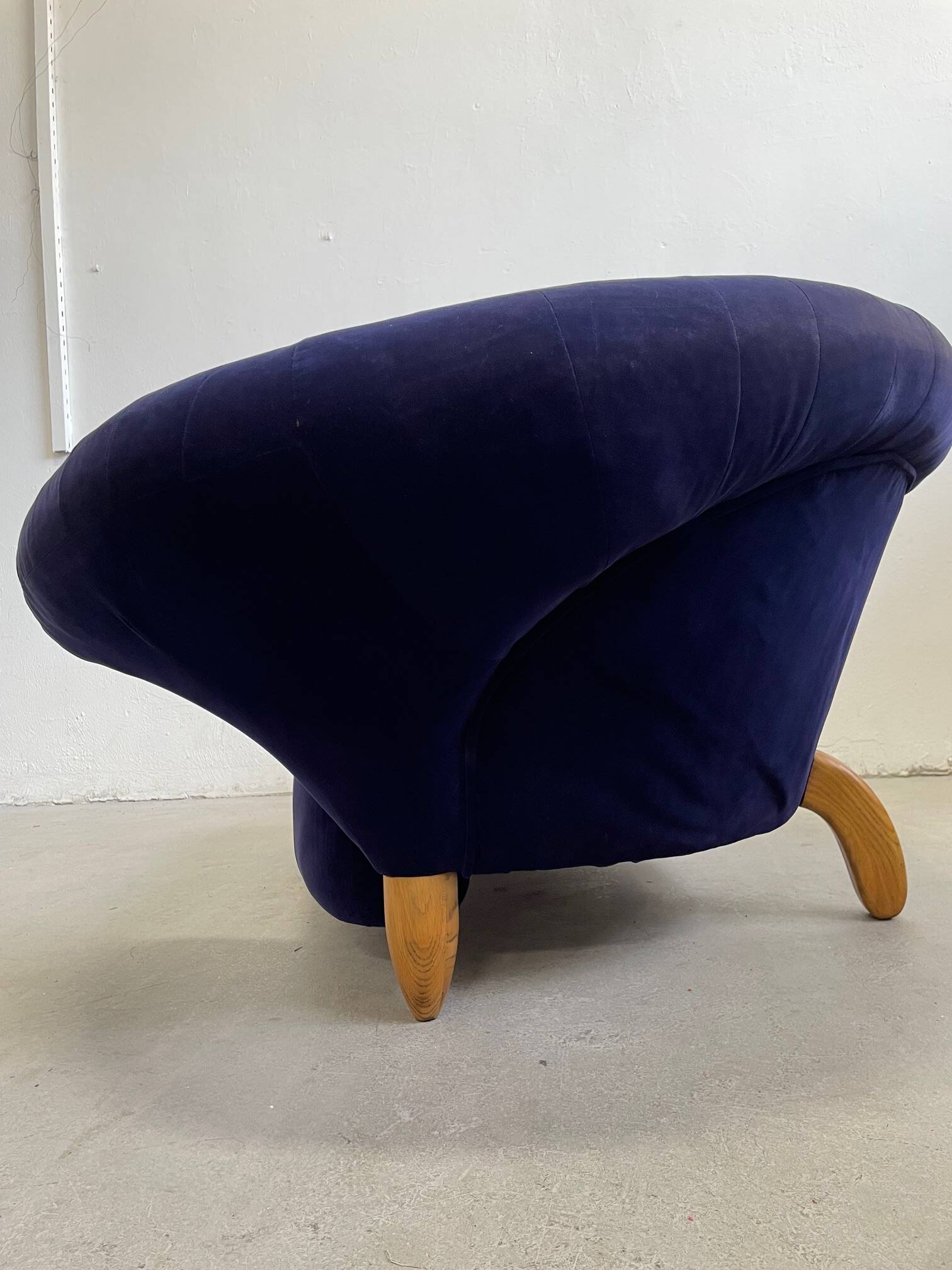 Vintage Organic Form Curved Velvet Sofa, Late 20th Century