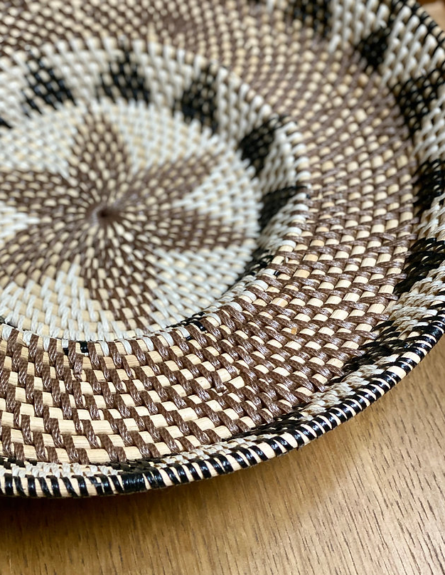 Round ethnic Balinese rattan tray