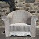 Large painted wicker armchair, 20th century, winter garden