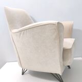 Vintage ivory fabric armchair, Italy