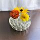 Vase pique-fleurs boule en verre épais à 19 trous France vintage