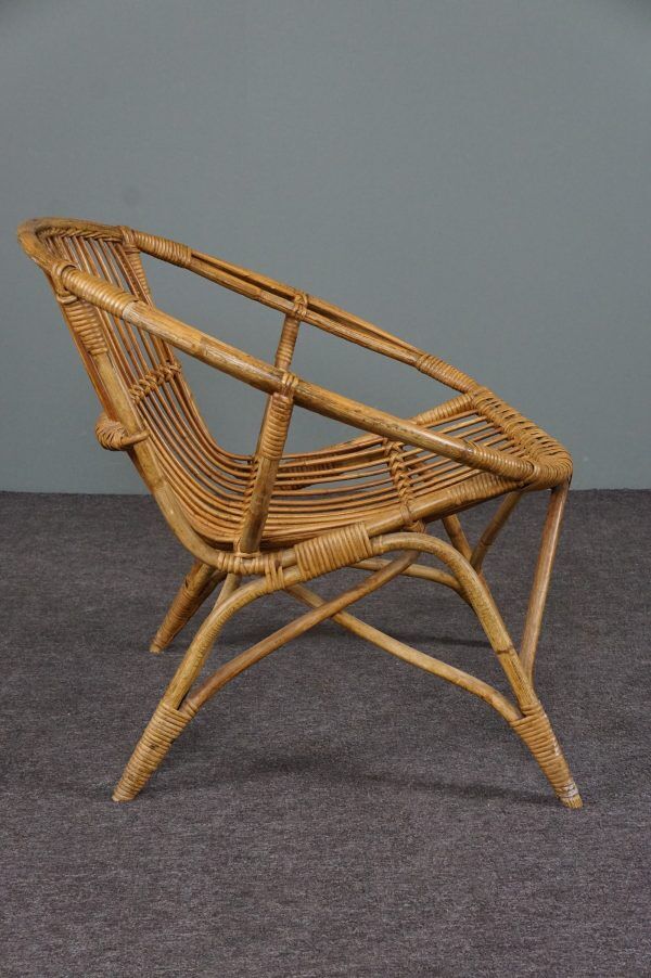 Rattan armchair, Rohé Noordwolde, 1950