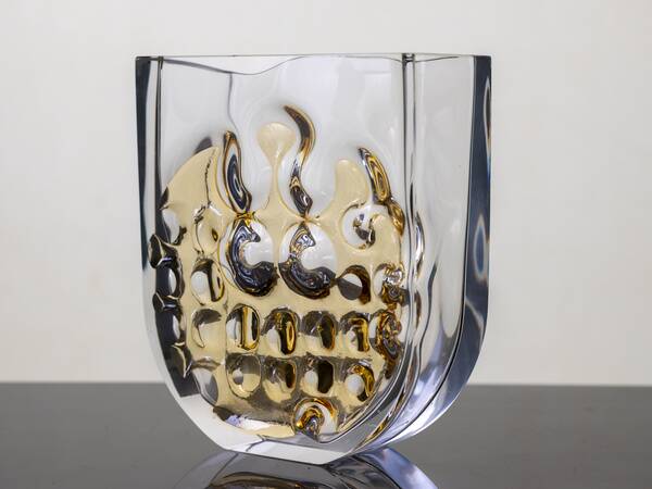 Large cut-glass vase by Ladislav Oliva, Exbor, circa 1970