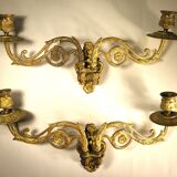 Pair of gilded brass chandeliers